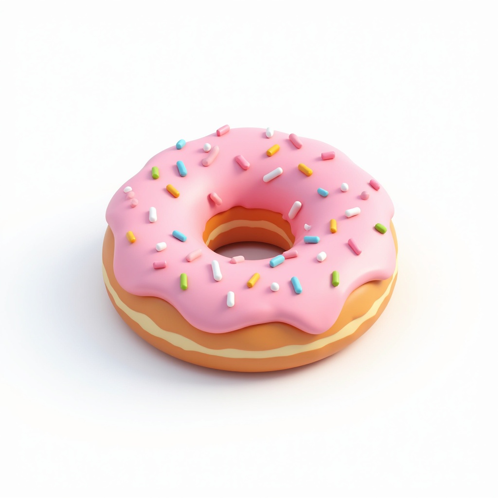 Isometric pink donut with sprinkles