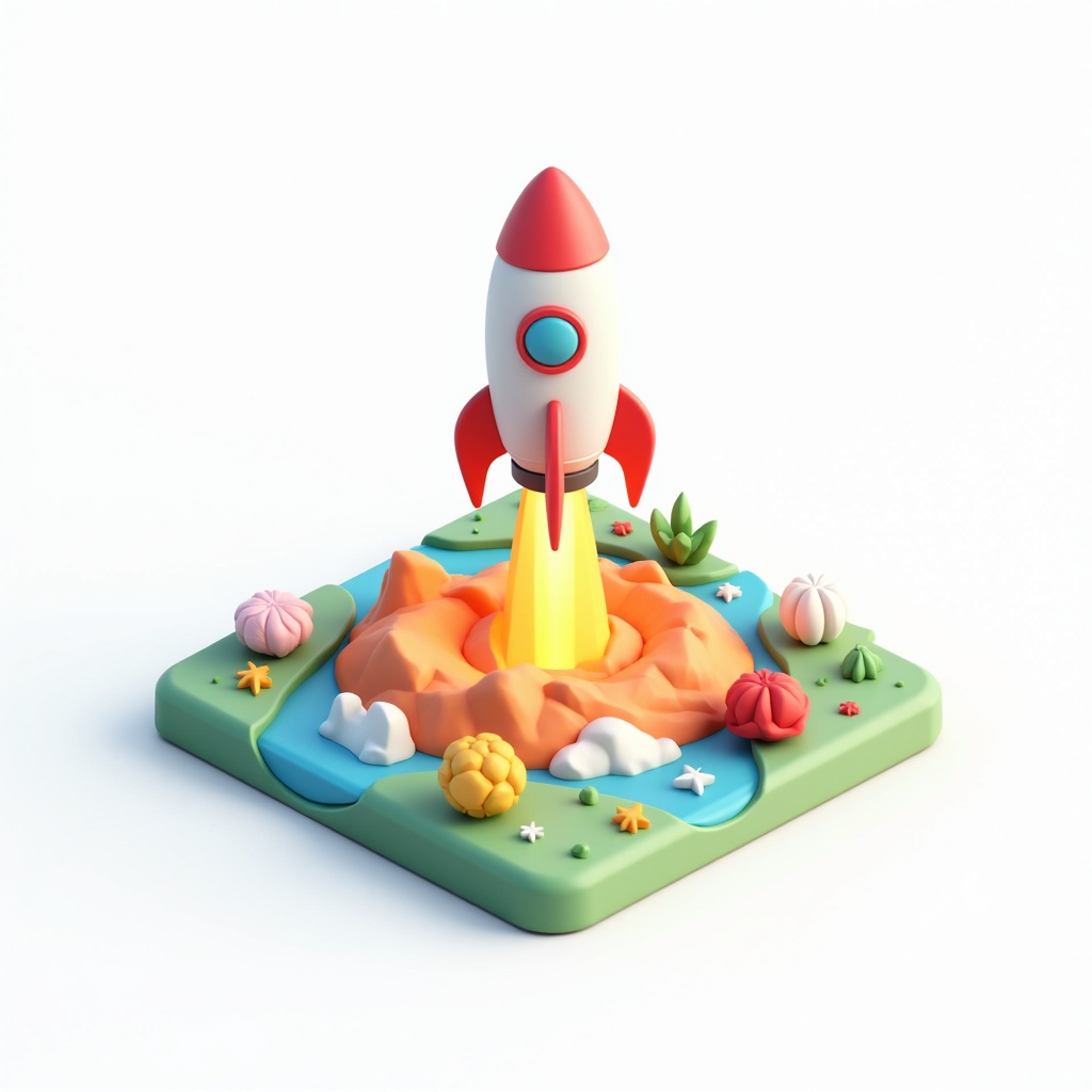Isometric rocket launching from planet